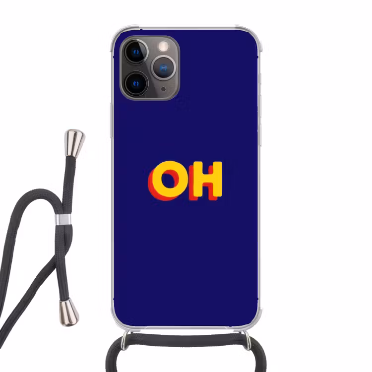 Telefoonhoesje met koord - Blauw - Geel - OH - Schaduw — 1