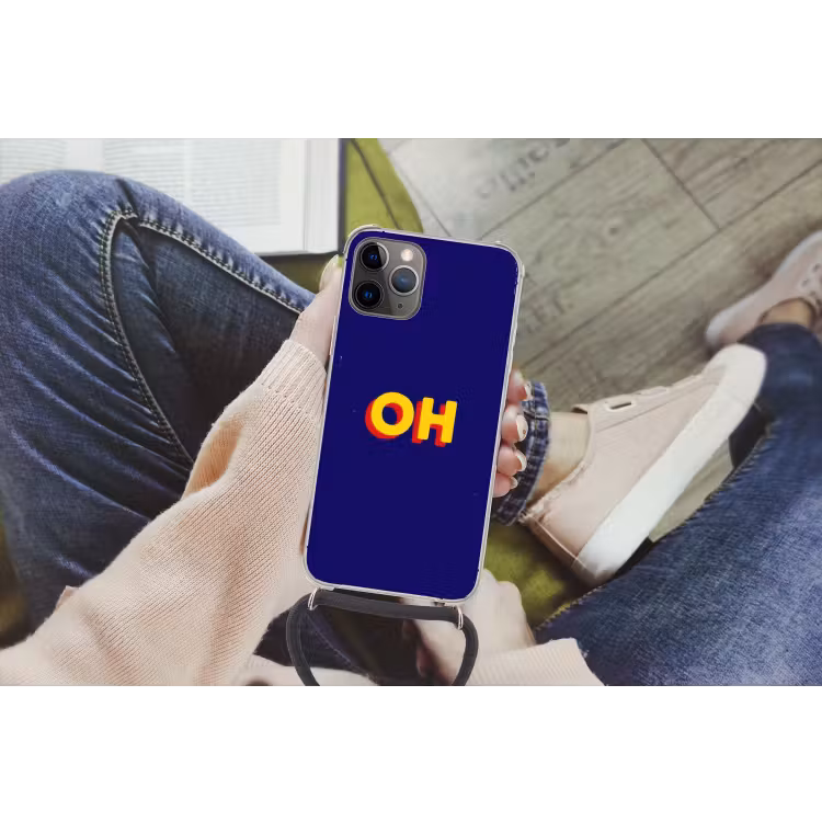 Telefoonhoesje met koord - Blauw - Geel - OH - Schaduw — 2