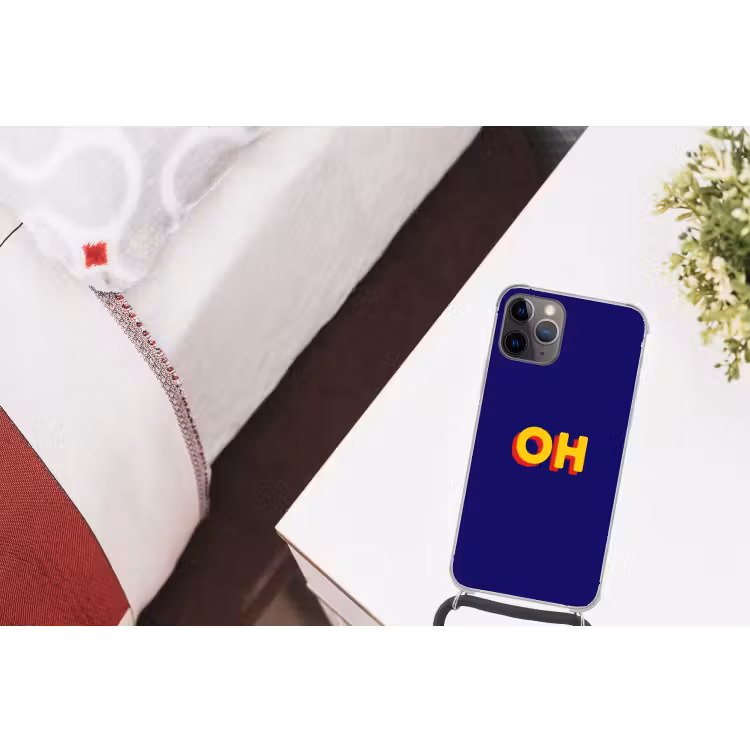 Telefoonhoesje met koord - Blauw - Geel - OH - Schaduw — 3