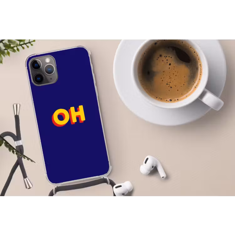 Telefoonhoesje met koord - Blauw - Geel - OH - Schaduw — 4