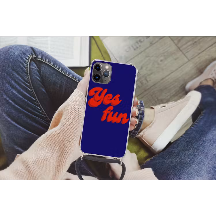 Telefoonhoesje met koord - Blauw - Rood - Yes fun - 3D — 2
