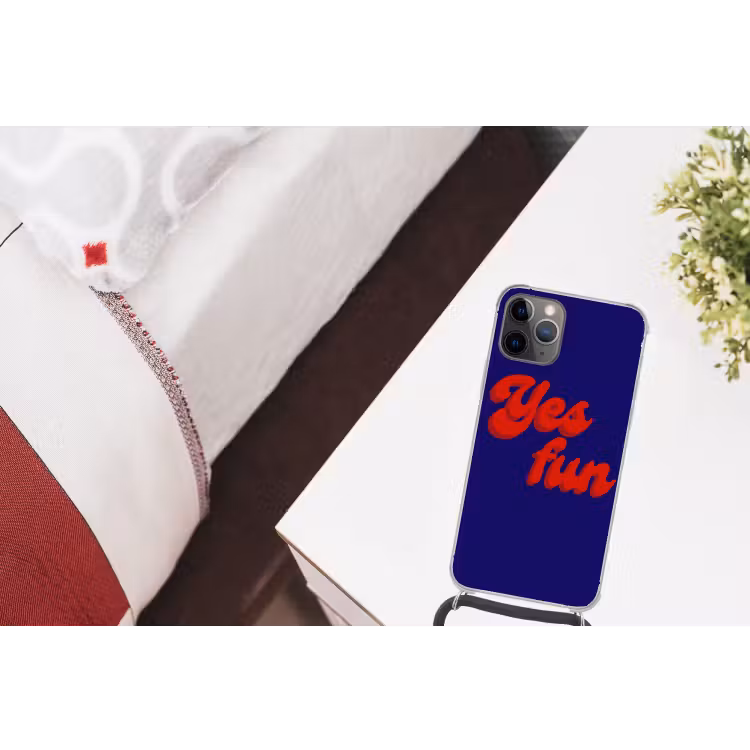 Telefoonhoesje met koord - Blauw - Rood - Yes fun - 3D — 3