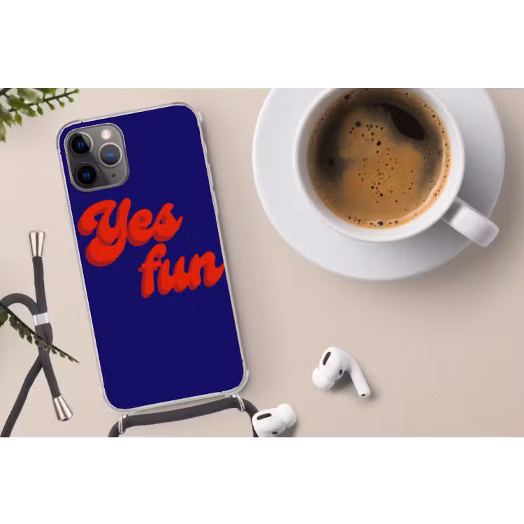 Telefoonhoesje met koord - Blauw - Rood - Yes fun - 3D — 4