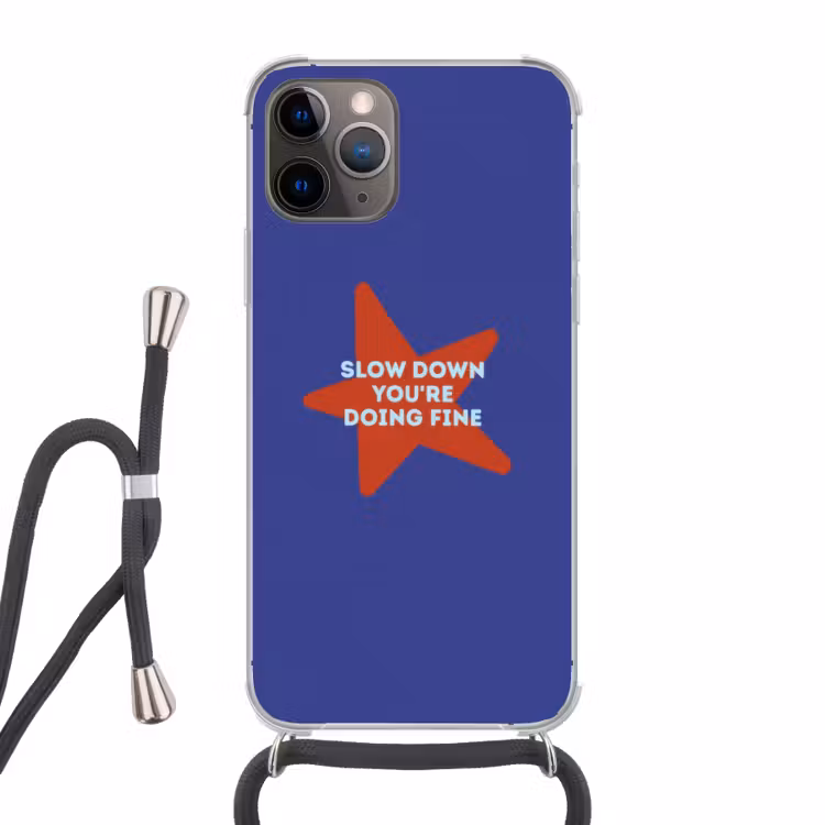 Telefoonhoesje met koord - Slow down you're doing fine - Ster - Blauw — 1