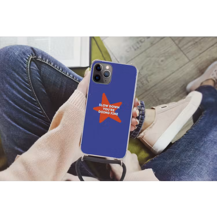 Telefoonhoesje met koord - Slow down you're doing fine - Ster - Blauw — 2