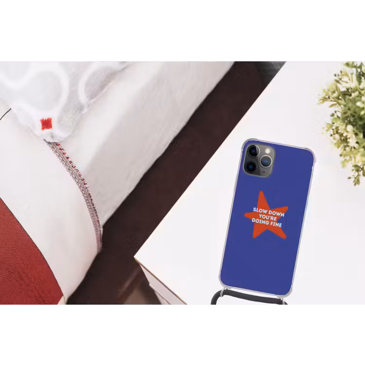 Telefoonhoesje met koord - Slow down you're doing fine - Ster - Blauw — 3