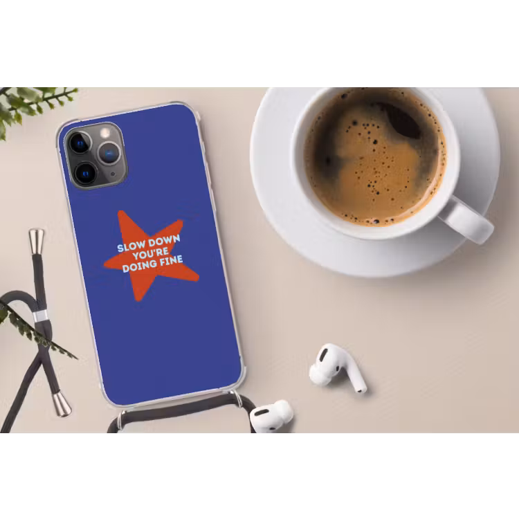 Telefoonhoesje met koord - Slow down you're doing fine - Ster - Blauw — 4
