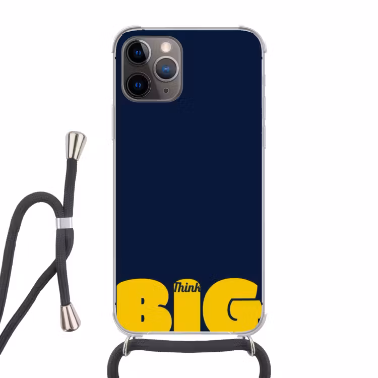 Telefoonhoesje met koord - Think big - Blauw - Geel — 1