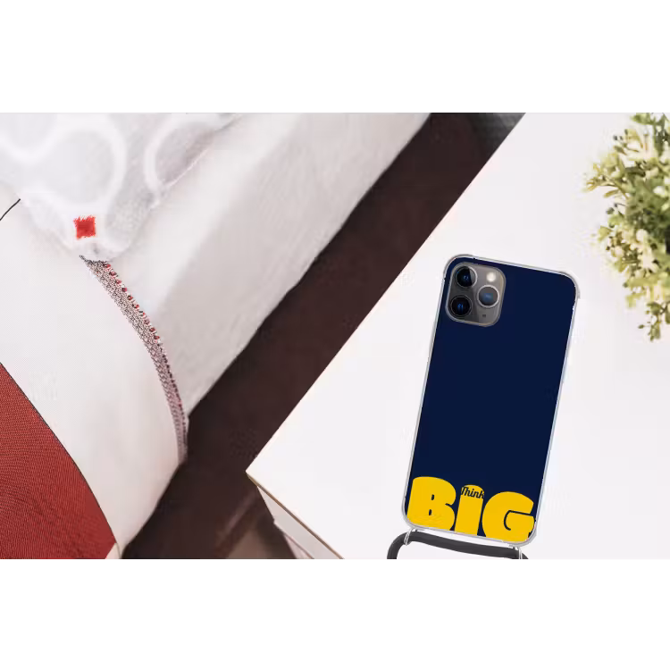 Telefoonhoesje met koord - Think big - Blauw - Geel — 3