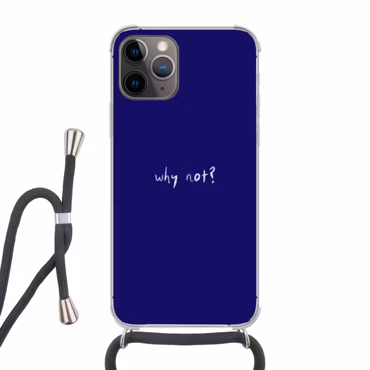Telefoonhoesje met koord - Why not - Blauw - Handgeschreven — 1