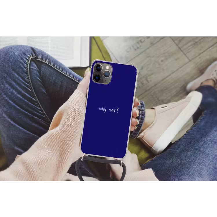 Telefoonhoesje met koord - Why not - Blauw - Handgeschreven — 2