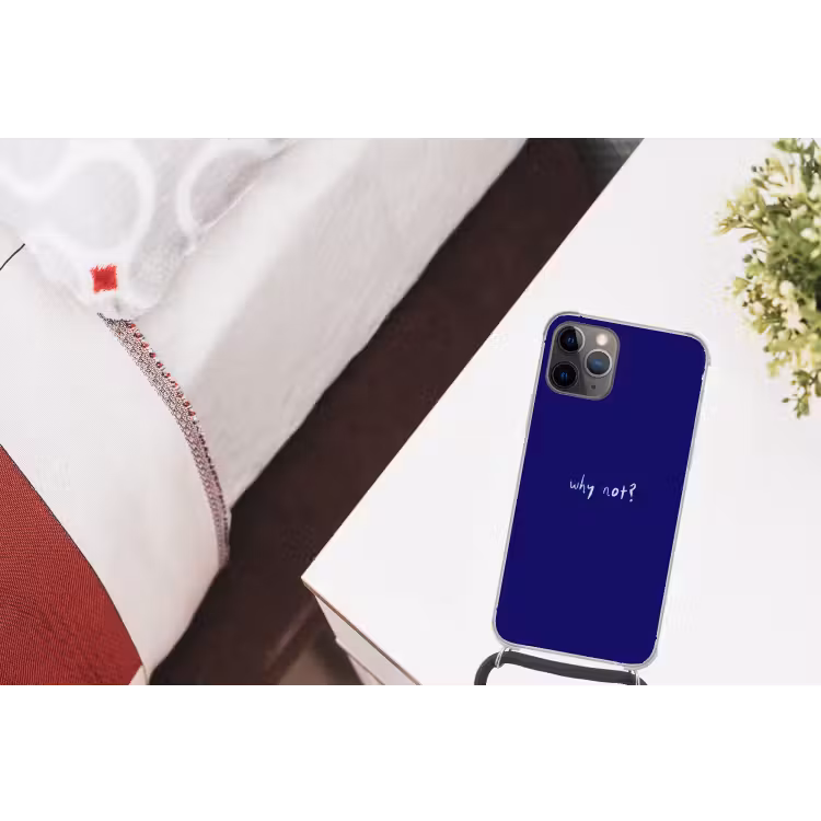 Telefoonhoesje met koord - Why not - Blauw - Handgeschreven — 3