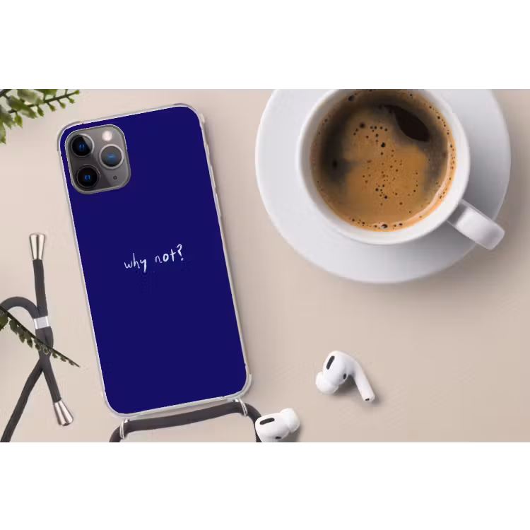 Telefoonhoesje met koord - Why not - Blauw - Handgeschreven — 4