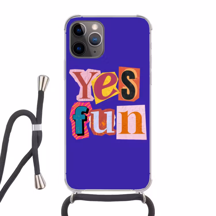 Telefoonhoesje met koord - Yes fun - Kleurrijk - Collage-stijl — 1