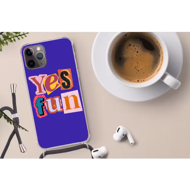 Telefoonhoesje met koord - Yes fun - Kleurrijk - Collage-stijl — 4
