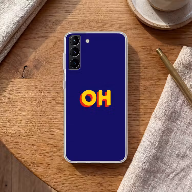 Telefoonhoesje Softcase - Blauw - Geel - OH - Schaduw — 1