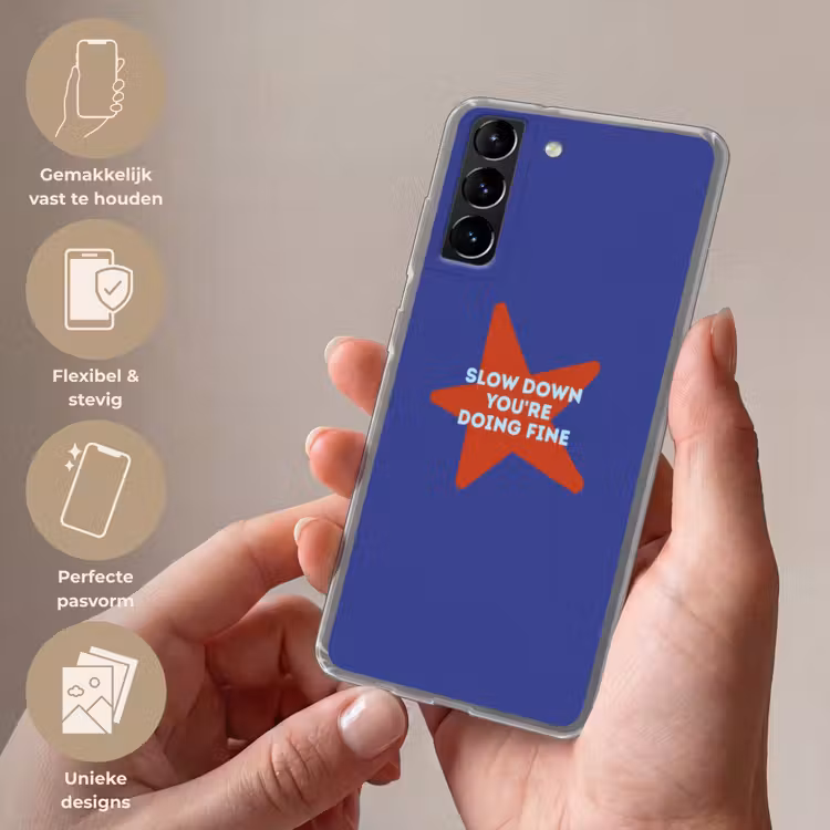 Telefoonhoesje Softcase - Slow down you're doing fine - Ster - Blauw — 3