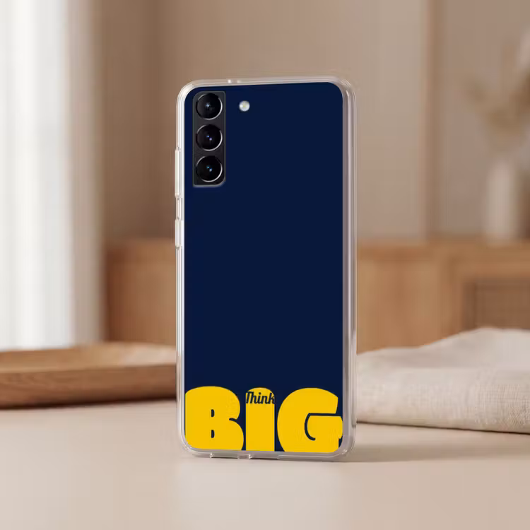 Telefoonhoesje Softcase - Think big - Blauw - Geel — 2