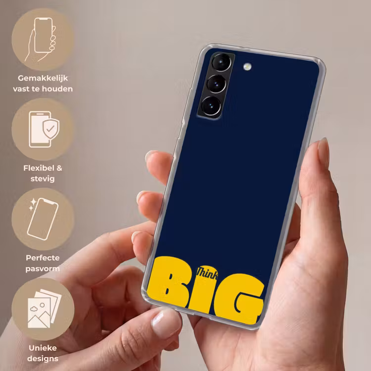 Telefoonhoesje Softcase - Think big - Blauw - Geel — 3