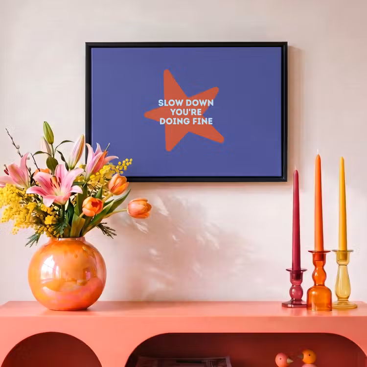 Canvas met lijst - Slow down you're doing fine - Ster - Blauw — 4