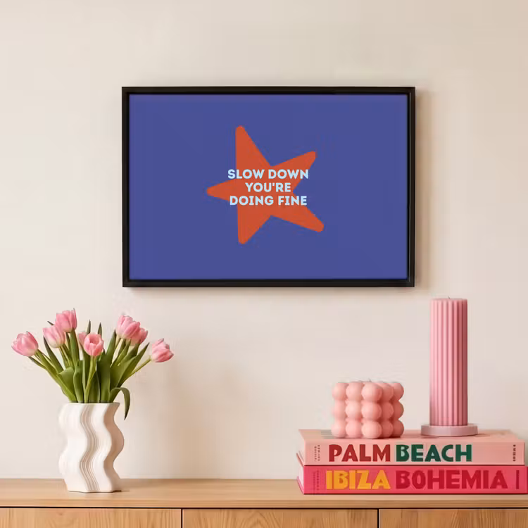 Canvas met lijst - Slow down you're doing fine - Ster - Blauw — 8
