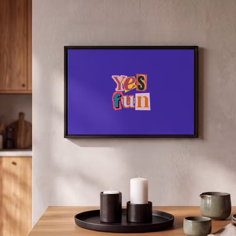 Canvas met lijst - Yes fun - Kleurrijk - Collage-stijl — 2