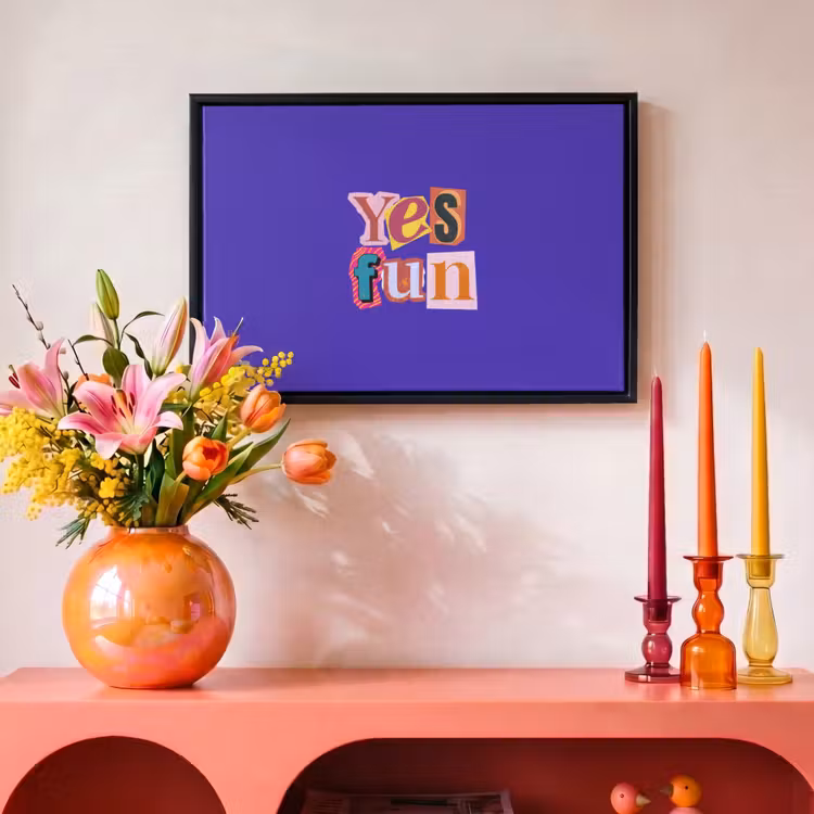 Canvas met lijst - Yes fun - Kleurrijk - Collage-stijl — 4