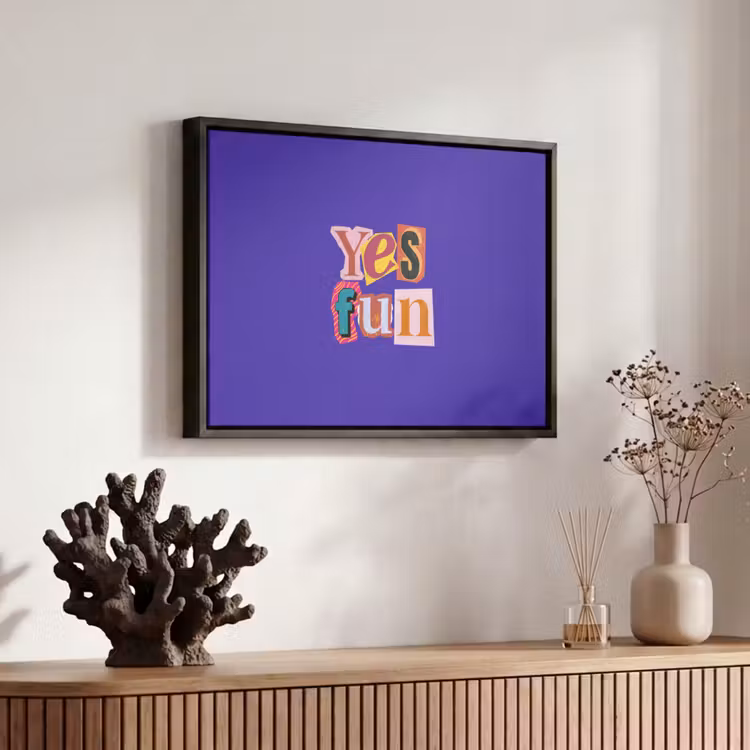 Canvas met lijst - Yes fun - Kleurrijk - Collage-stijl — 6