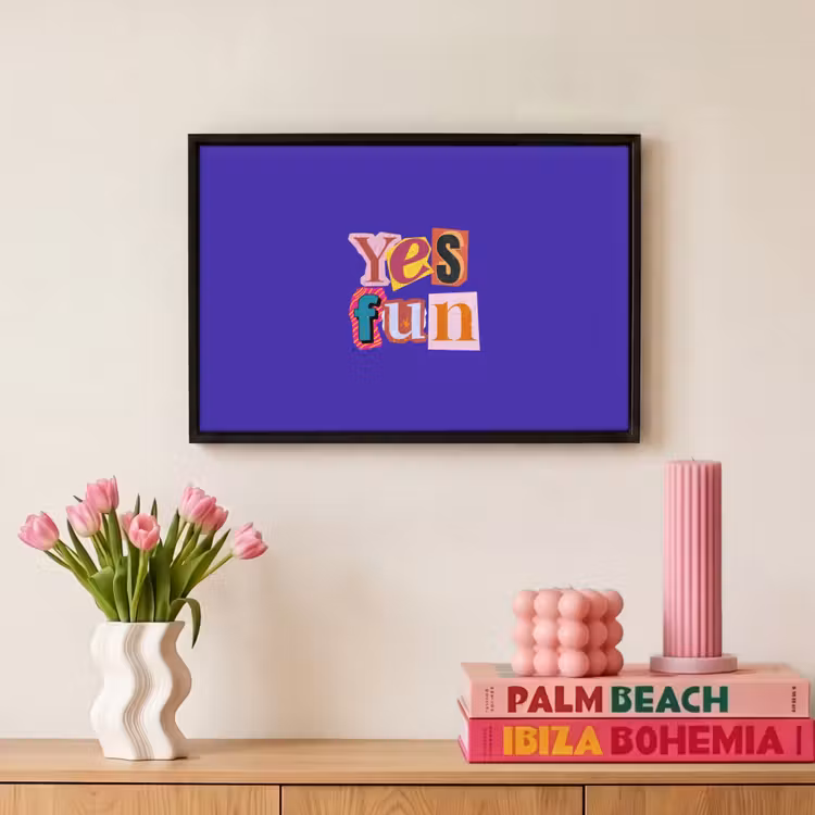 Canvas met lijst - Yes fun - Kleurrijk - Collage-stijl — 8