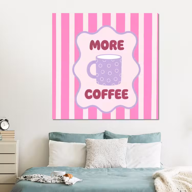Forex - More coffee - Roze - Paars - Strepen - Mok — 2