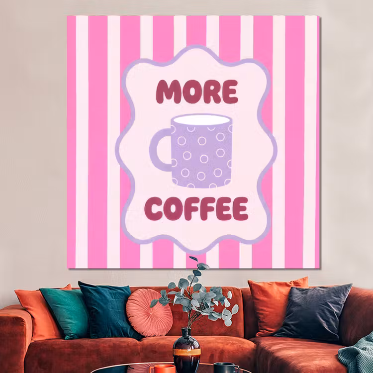 Forex - More coffee - Roze - Paars - Strepen - Mok — 3