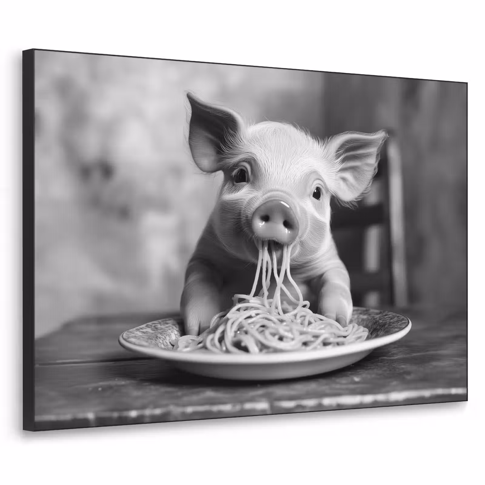 Art Frame - Varken - Schattig - Spaghetti - Zwart wit - Dier — 1