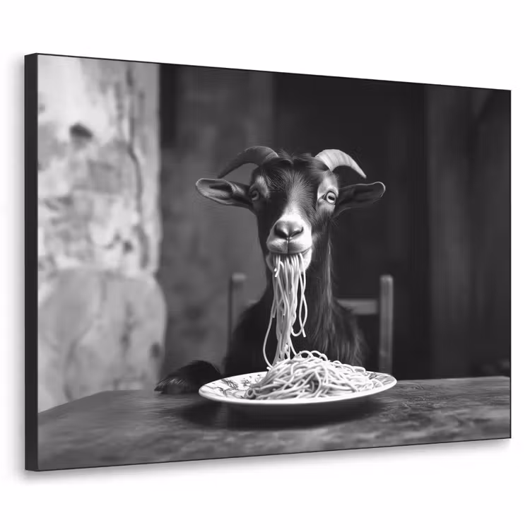Art Frame - Geit - Bord - Spaghetti - Zwart Wit — 1
