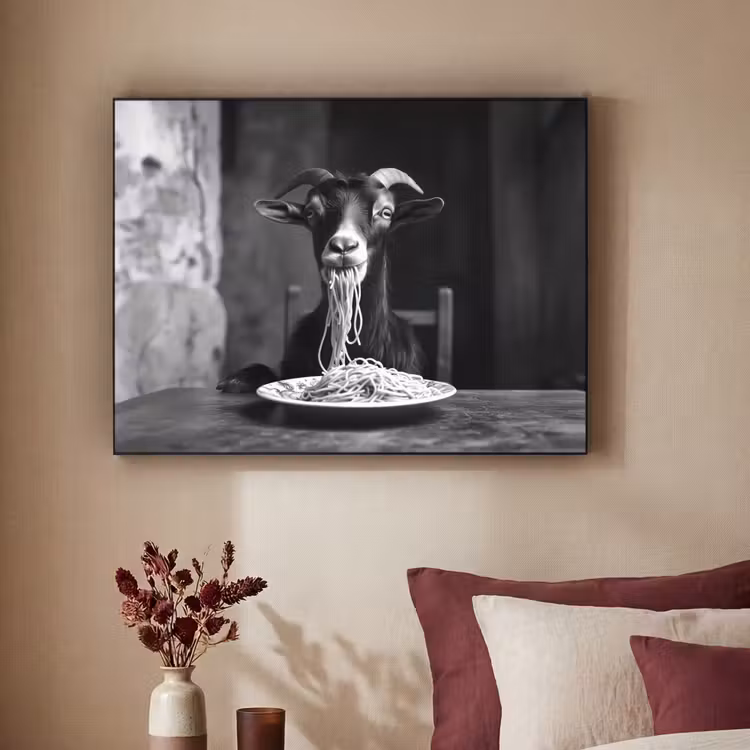 Art Frame - Geit - Bord - Spaghetti - Zwart Wit — 3