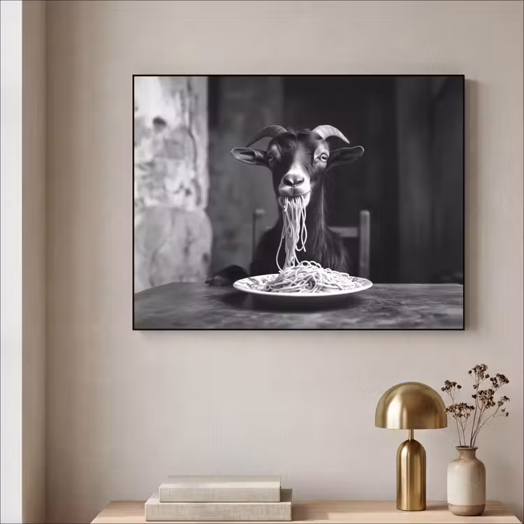 Art Frame - Geit - Bord - Spaghetti - Zwart Wit — 5