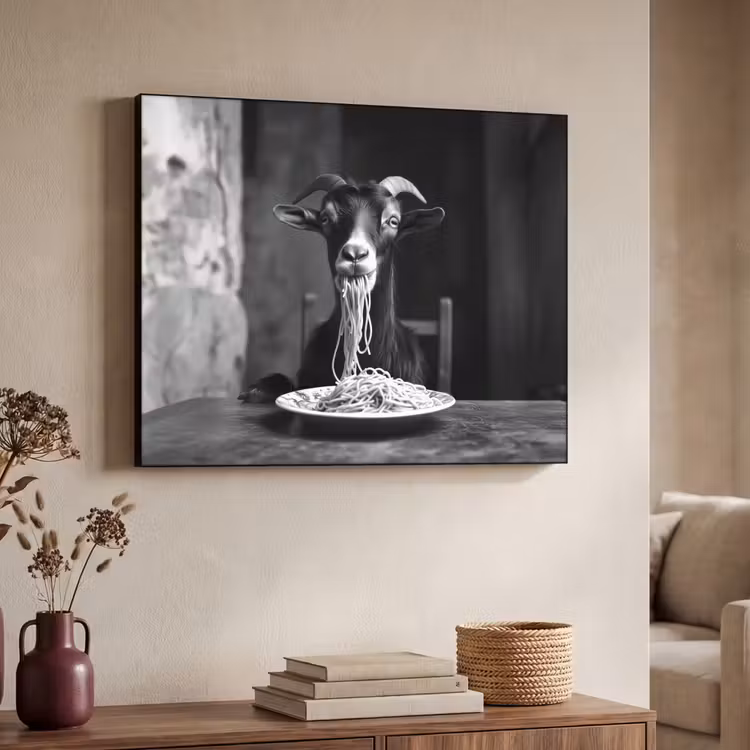 Art Frame - Geit - Bord - Spaghetti - Zwart Wit — 7