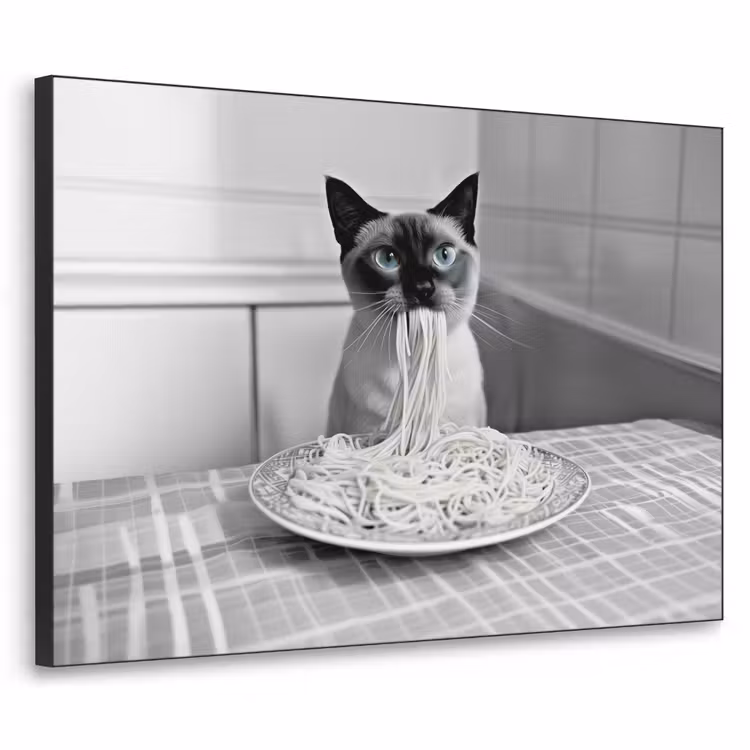 Art Frame - Kat - Siamees - Zwart Wit - Schattig - Dieren — 1