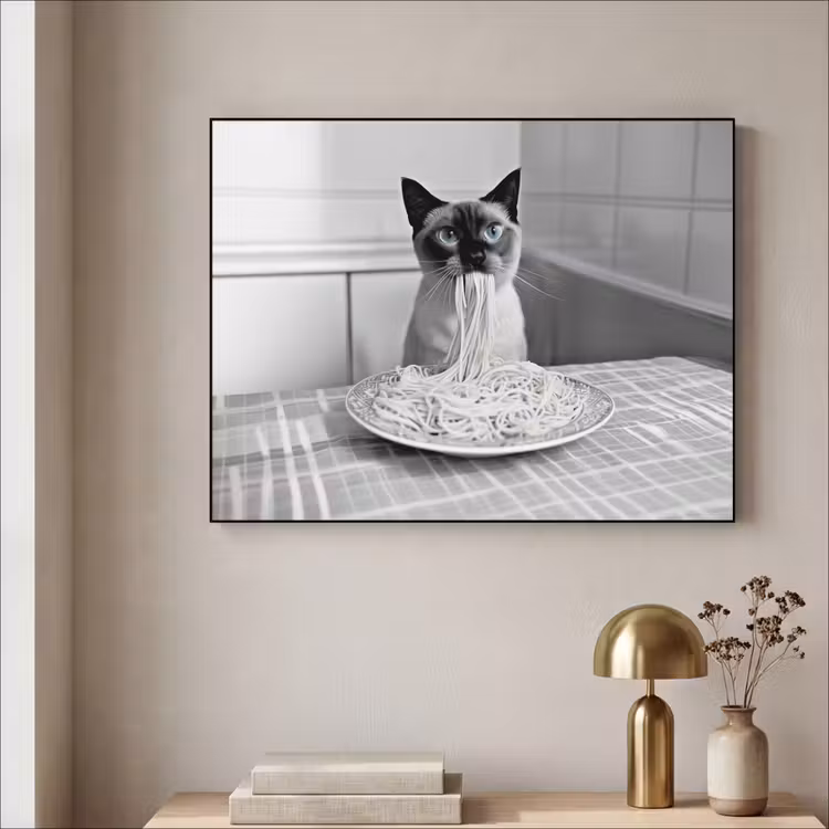 Art Frame - Kat - Siamees - Zwart Wit - Schattig - Dieren — 5