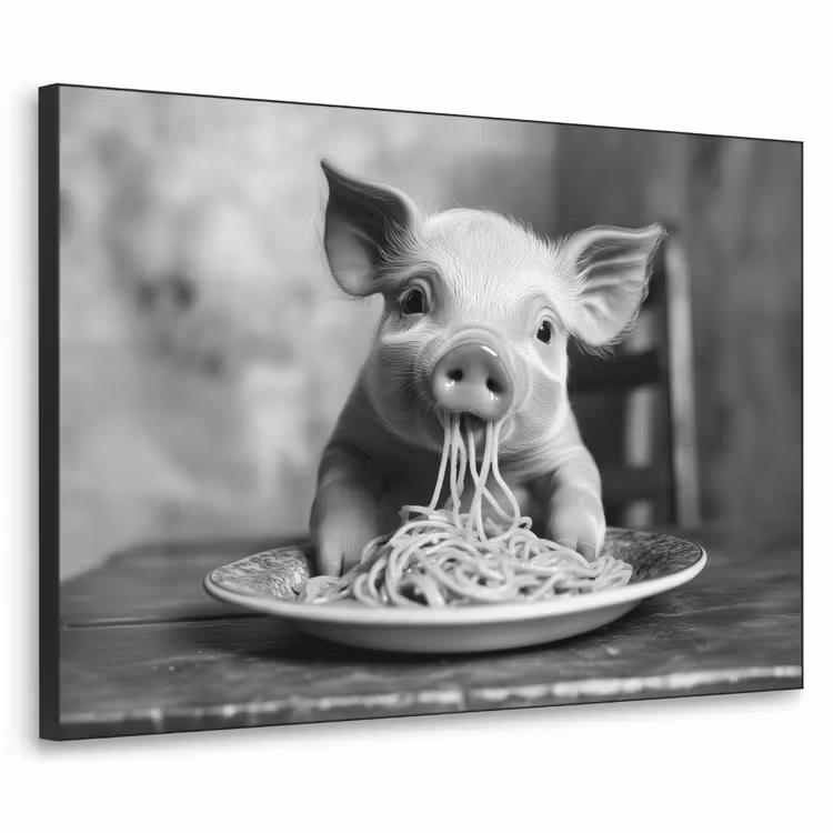 Art Frame - Varken - Schattig - Spaghetti - Zwart wit - Dier — 1
