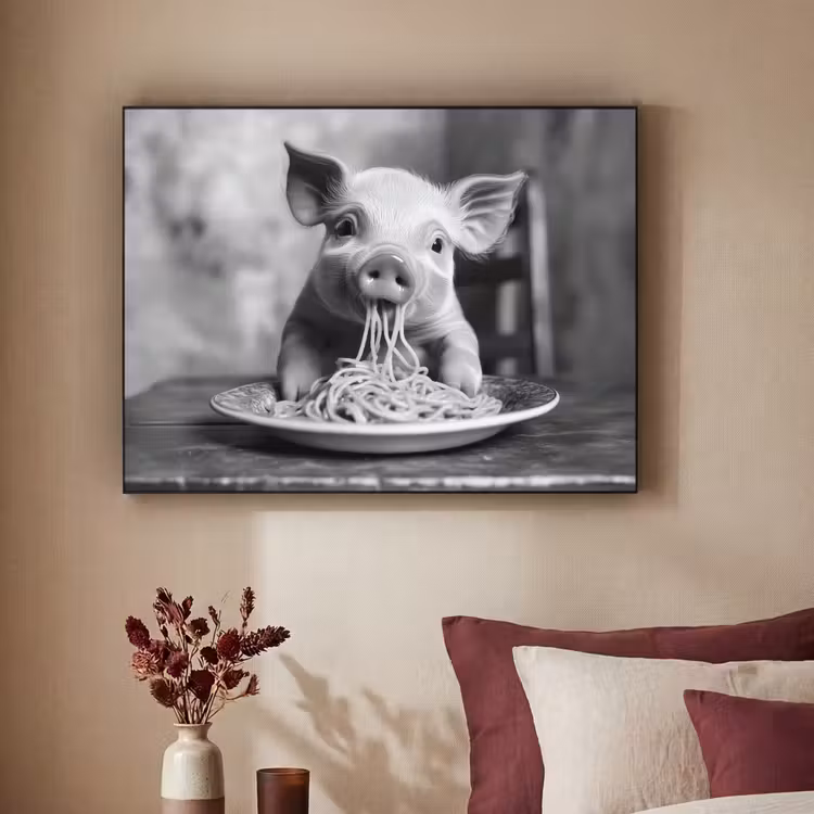 Art Frame - Varken - Schattig - Spaghetti - Zwart wit - Dier — 3