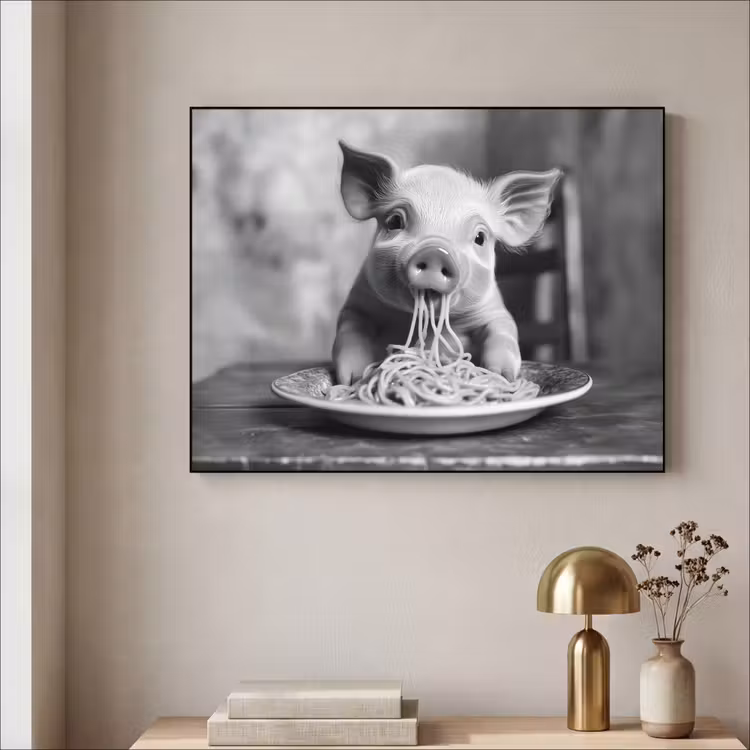 Art Frame - Varken - Schattig - Spaghetti - Zwart wit - Dier — 5