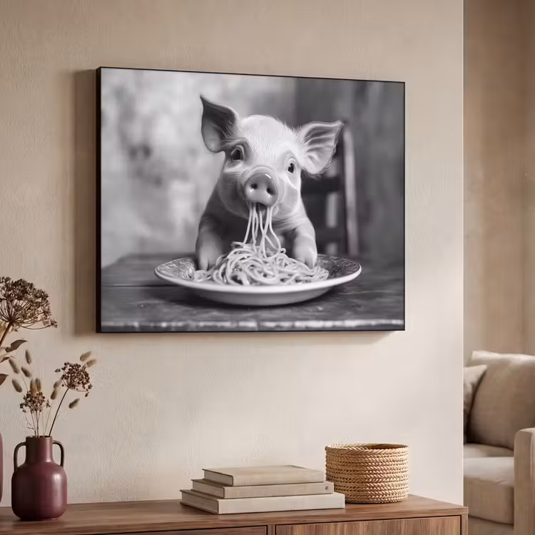 Art Frame - Varken - Schattig - Spaghetti - Zwart wit - Dier — 7