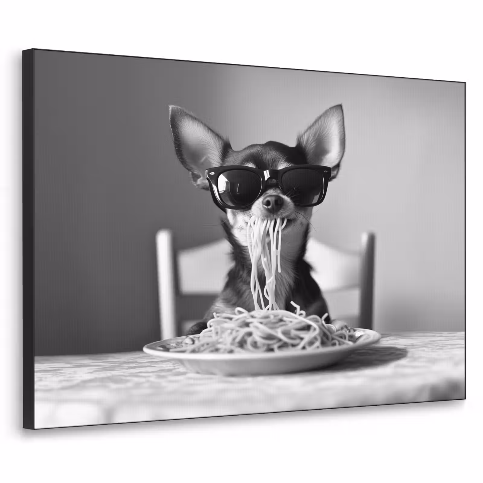 Art Frame - Chihuahua - Hond - Zonnebril - Humoristisch - Zwart - Wit - Spaghetti — 1