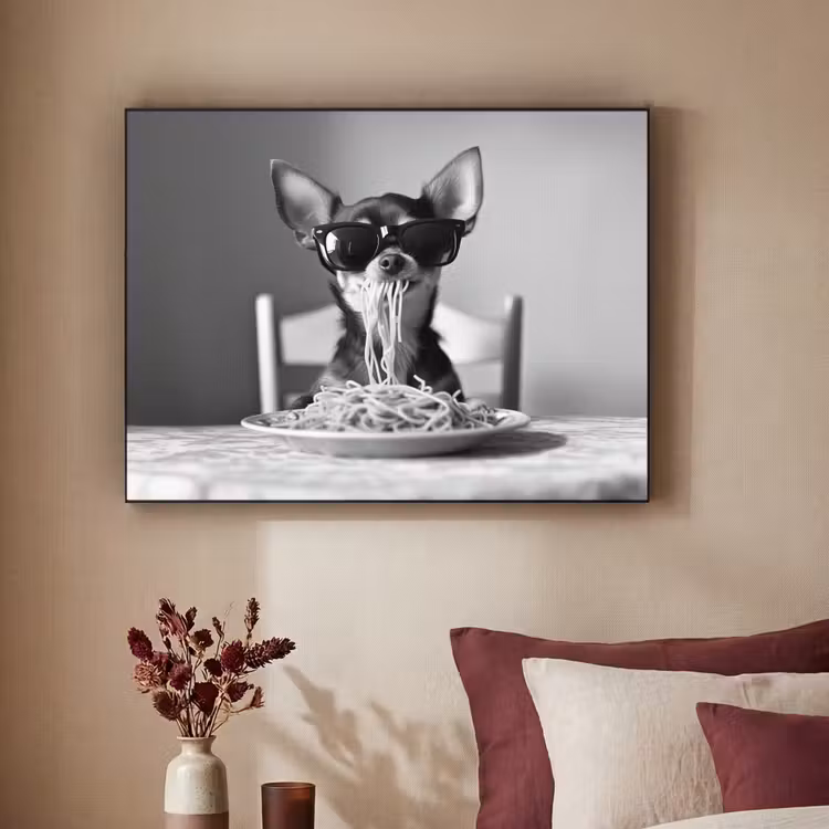 Art Frame - Chihuahua - Hond - Zonnebril - Humoristisch - Zwart - Wit - Spaghetti — 3