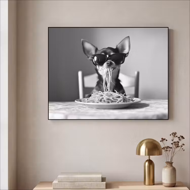 Art Frame - Chihuahua - Hond - Zonnebril - Humoristisch - Zwart - Wit - Spaghetti — 5