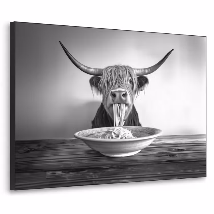 Art Frame - Schotse Hooglander - Spaghetti - Dieren - Zwart wit — 1