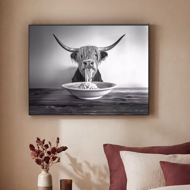 Art Frame - Schotse Hooglander - Spaghetti - Dieren - Zwart wit — 3