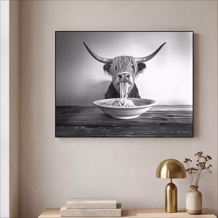 Art Frame - Schotse Hooglander - Spaghetti - Dieren - Zwart wit — 5