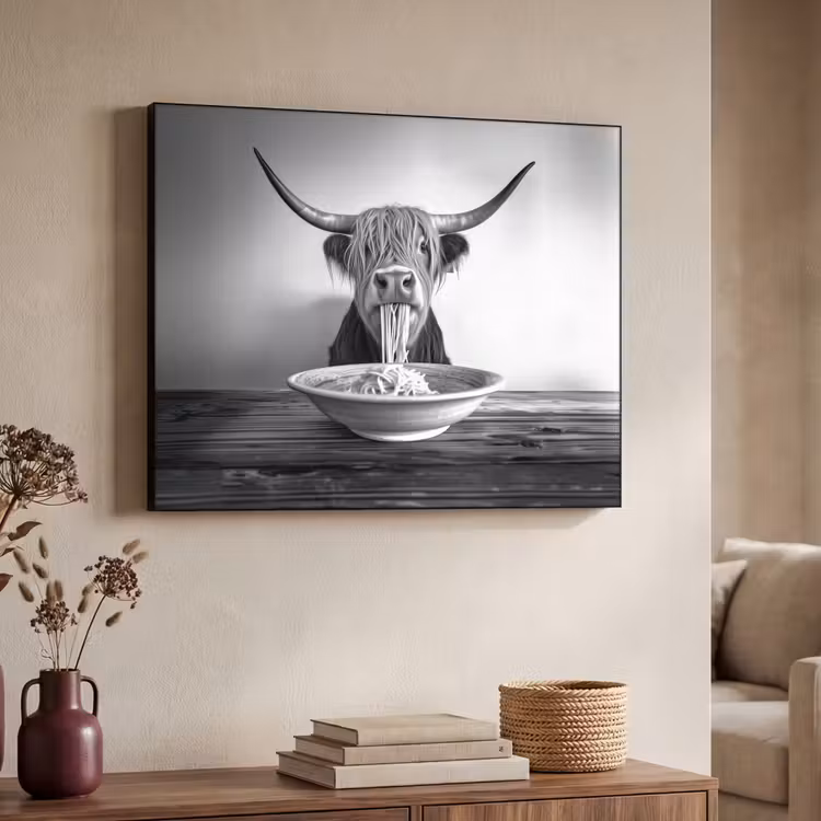Art Frame - Schotse Hooglander - Spaghetti - Dieren - Zwart wit — 7