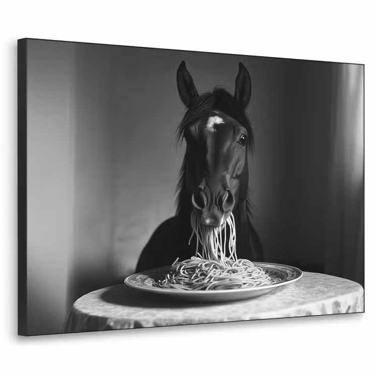 Art Frame - Paard - Bord - Pasta - Tafelkleed - Zwart Wit - Dieren — 1